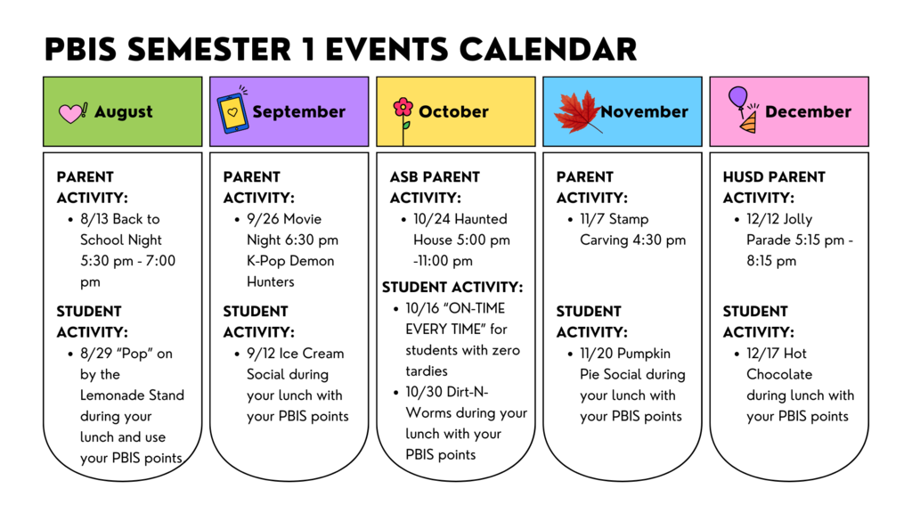 PBIS Semester Events 25/26