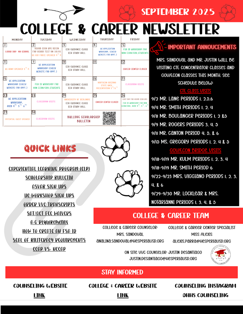 College & Career September Newsletter