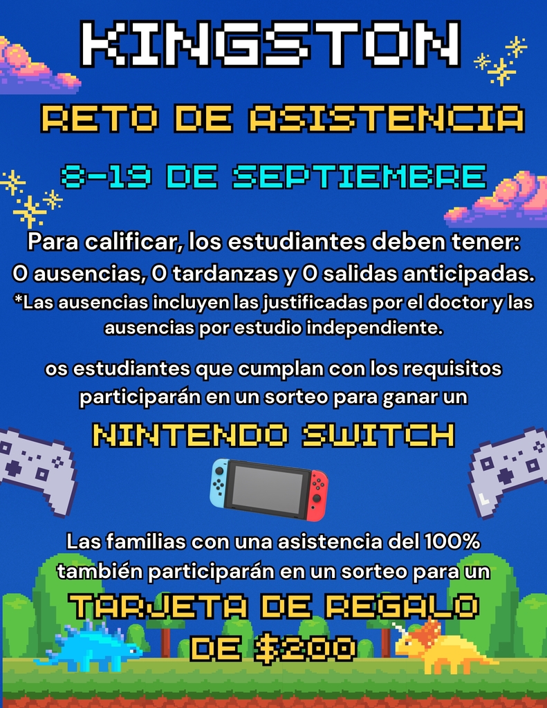 Announcement for attendance challenge spanning from September 8-19 for a chance to win a Nintendo Switch