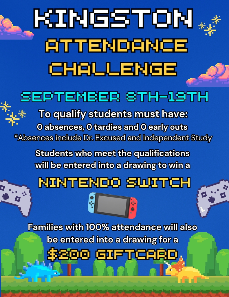 Announcement for attendance challenge spanning from September 8-19 for a chance to win a Nintendo Switch