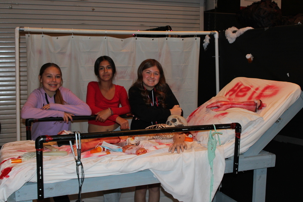 Students in haunted house