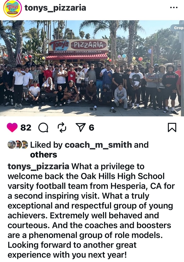 tonys pizzaria social media post