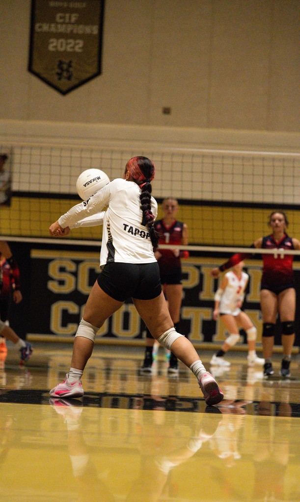 HHS player goes for a dig