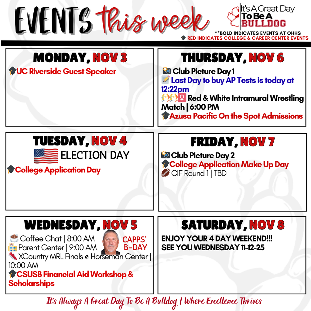 11-3 to 11-8 Events English