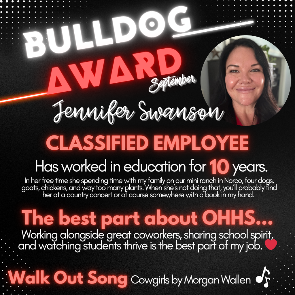 Swanson - September Bulldog Award