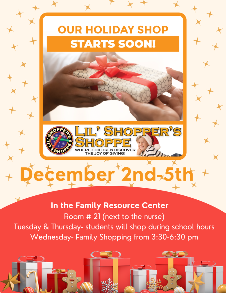Holiday shop flyer for Kingston Elementary