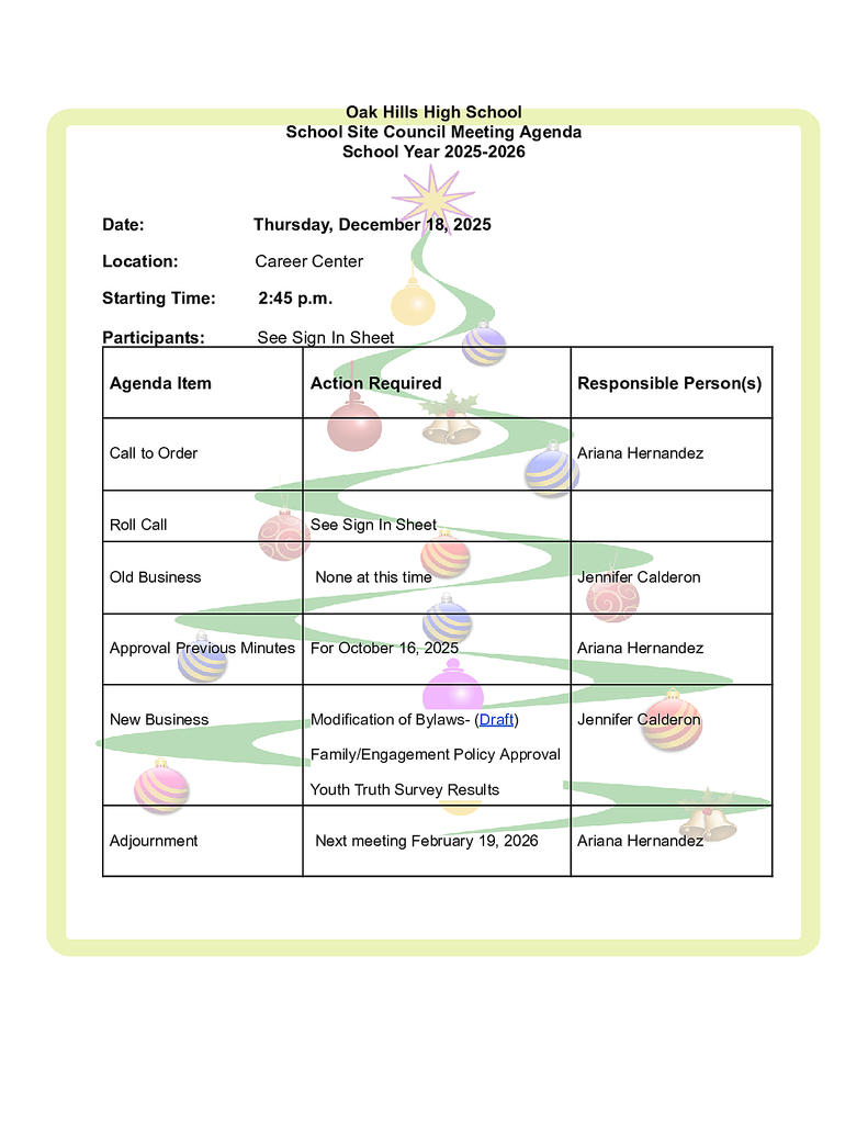 School Site Council Agenda- English