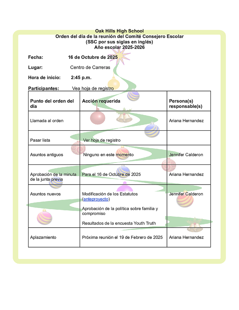 School Site Council Agenda- Spanish