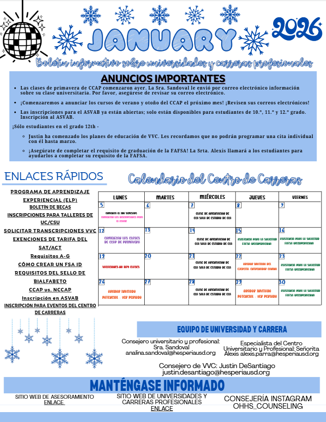College & Career January Newsletter Span