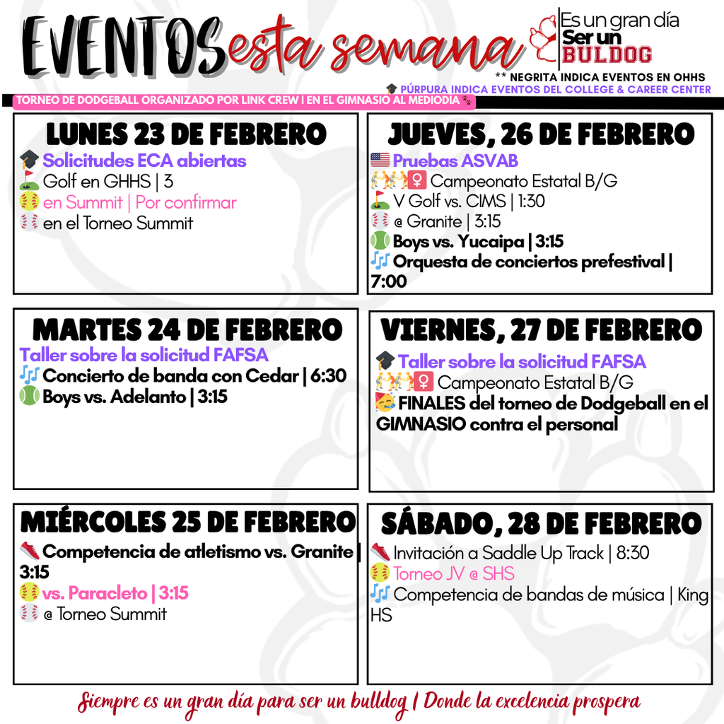 Events of the Week 2.23 to 3.1 Spanish