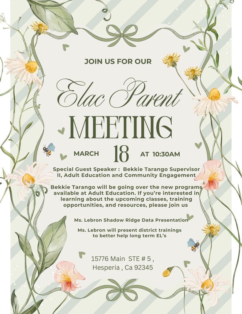 ELAC meeting for March .