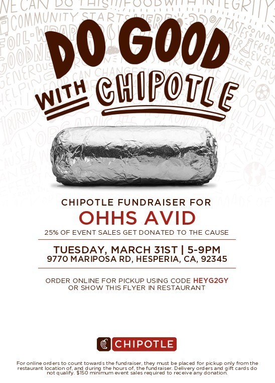 chipotle fundraiser flyer for AVID