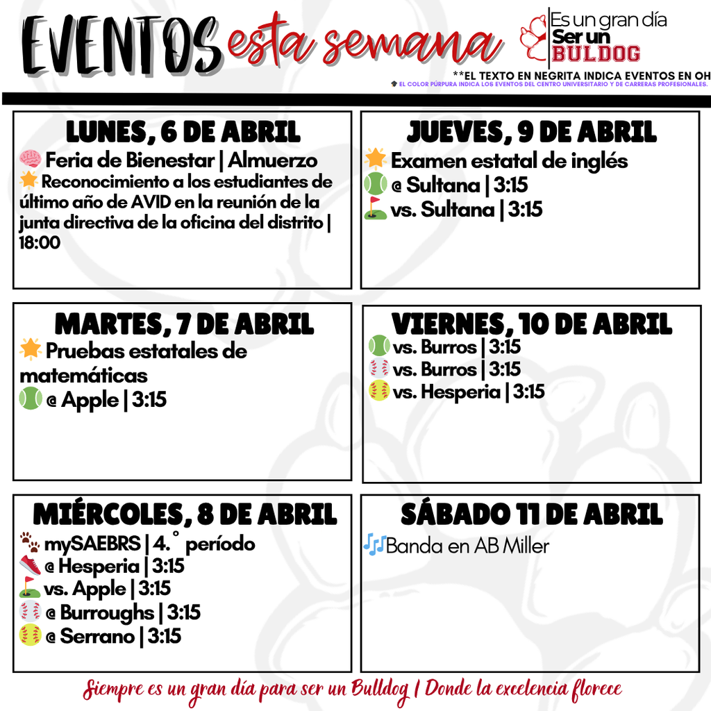 4.6 to 4.12 Events of the Week 8