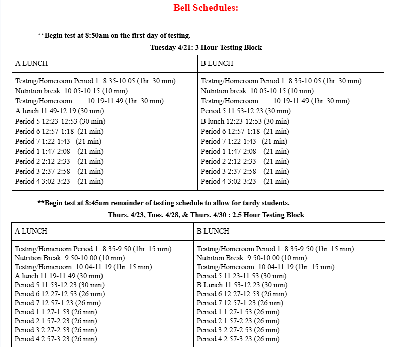 CAASPP Testing Schedule 2025-2026