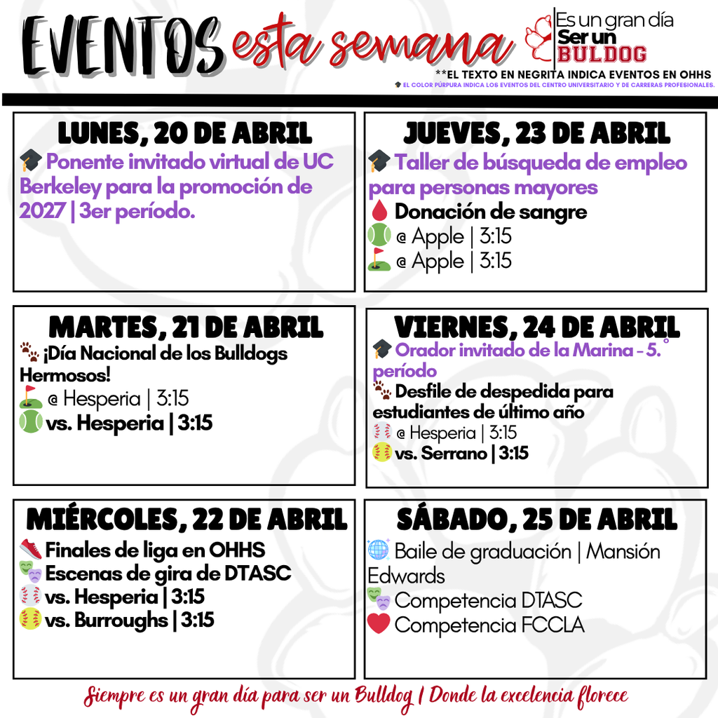 Events of the week 4.20 to 4.25 (5