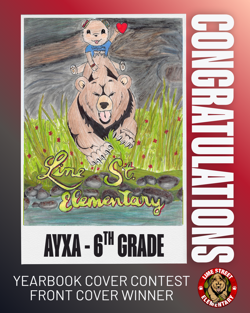 Congratulations! Yearbook cover contest front cover winner, Ayxa! ¡Felicidades! Concurso de portadas para el anuario ganador de la portada, ¡Ayxa!  Congratulation! Yearbook cover contest back cover winner, Michelle! ¡Felicidades! Concurso de portadas para el anuario ganador de la contraportada, ¡Michelle!   #LSBears #LimeStreetElementary #ImpactTheFutureHUSD 