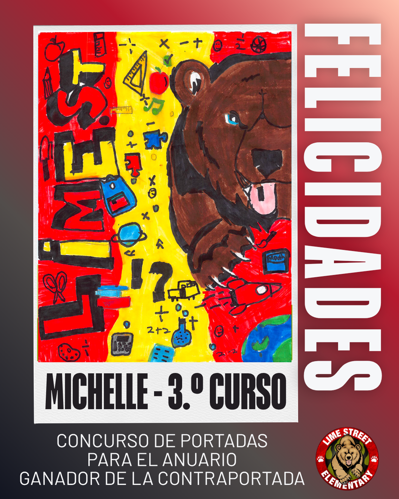 Congratulations! Yearbook cover contest front cover winner, Ayxa! ¡Felicidades! Concurso de portadas para el anuario ganador de la portada, ¡Ayxa!  Congratulation! Yearbook cover contest back cover winner, Michelle! ¡Felicidades! Concurso de portadas para el anuario ganador de la contraportada, ¡Michelle!   #LSBears #LimeStreetElementary #ImpactTheFutureHUSD 