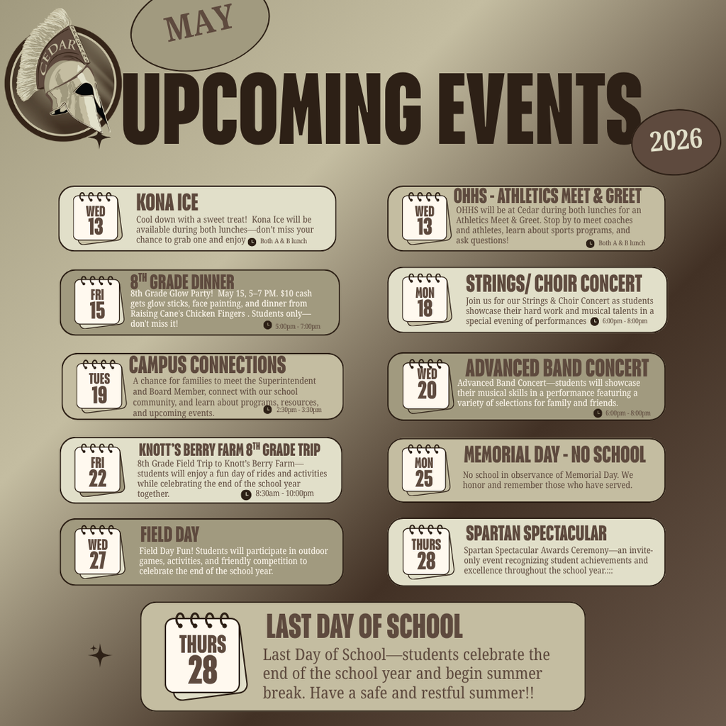 May Upcoming Events