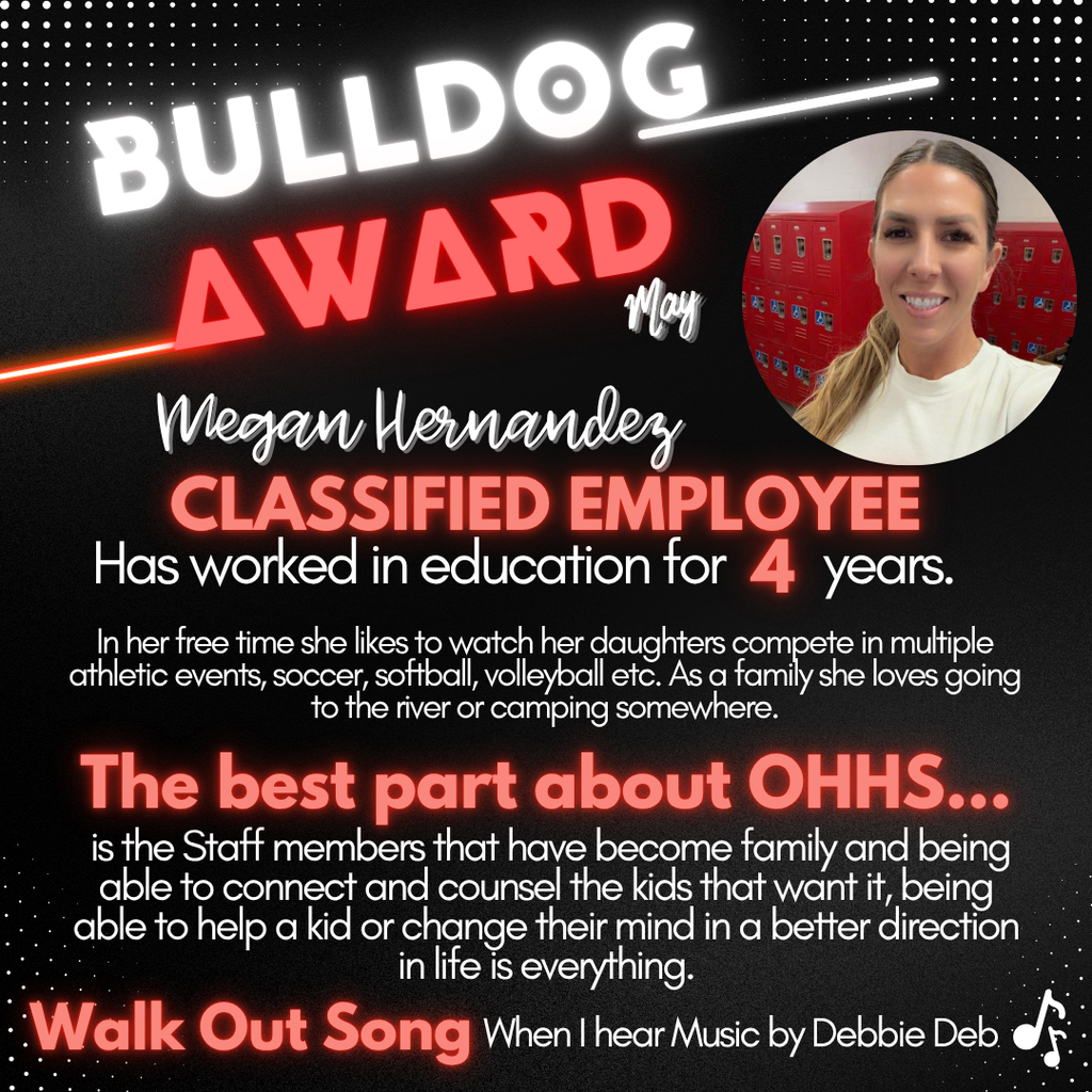 Bulldog Staff Award May - Hernandez