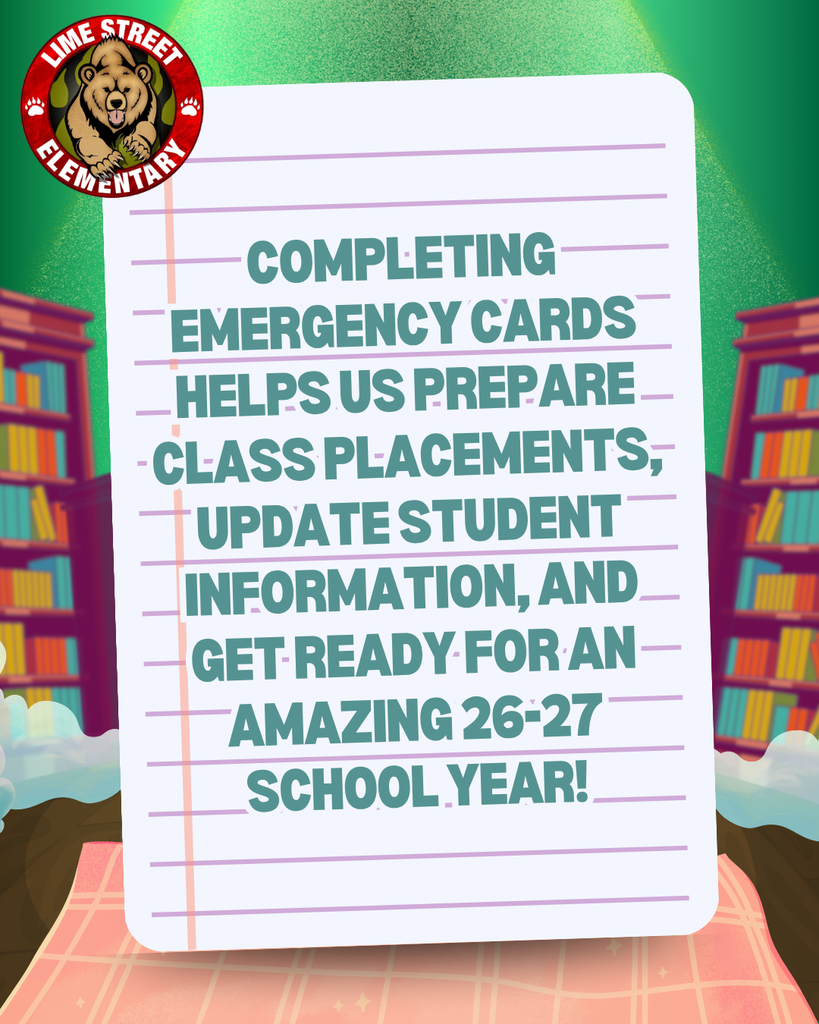 Lime Street Elementary - 🚨Our Emergency Card Update Blitz Has Begun! 🚨 Complete your child’s Emergency Card Update by: Friday, May 22 for a chance to: 🎉 Learn your child’s 2026 - 2027 teacher BEFORE August! 🎟 Be entered into prize drawings 🚲 Have a chance to win a BIKE or TV!  Completing Emergency Cards helps us prepare class placements, update student information, ensure student safety, and get ready for an amazing 26-27 school year!  To update: Scan the QR code or visit: bit.ly/LSEOLR   Thank you for helping us prepare for an amazing year at Lime Street Elementary!  Need to reset your password? Fill out this form and we will call you. Bit.ly/LSEPASS For support call Rosa (760) 244-0512.  Lime Street Elementary - 🚨¡Ya ha comenzado nuestra campaña relámpago para actualizar las tarjetas de emergencia!  🚨 Actualiza la tarjeta de emergencia de tu hijo antes del viernes 22 de mayo y podrás: 🎉 ¡Descubre quién será el maestro(a) de tu hijo para el año 2026-2027 ANTES de agosto! 🎟 Participa en los sorteos 🚲 ¡Tendrás la oportunidad de ganar una BICICLETA o un TELEVISOR!  ¡Rellenar la tarjeta de emergencia nos ayuda a organizar las clases, actualizar la información de los estudiantes, garantizar su seguridad y prepararnos para un curso 2026-2027 increíble!  Para actualizar: Escanea el código QR o visita: bit.ly/LSEOLR   ¡Gracias por ayudarnos a preparar un evento increíble!  ¿Necesita restablecer su contraseña? Complete este formulario y le llamaremos. Bit.ly/LSEPASS  Para recibir ayuda, llame a Rosa al (760) 244-0512.   #LSBears #LimeStreetElementary                                              