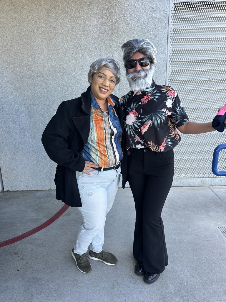 Students  and staff dressed as Mr. Kirk