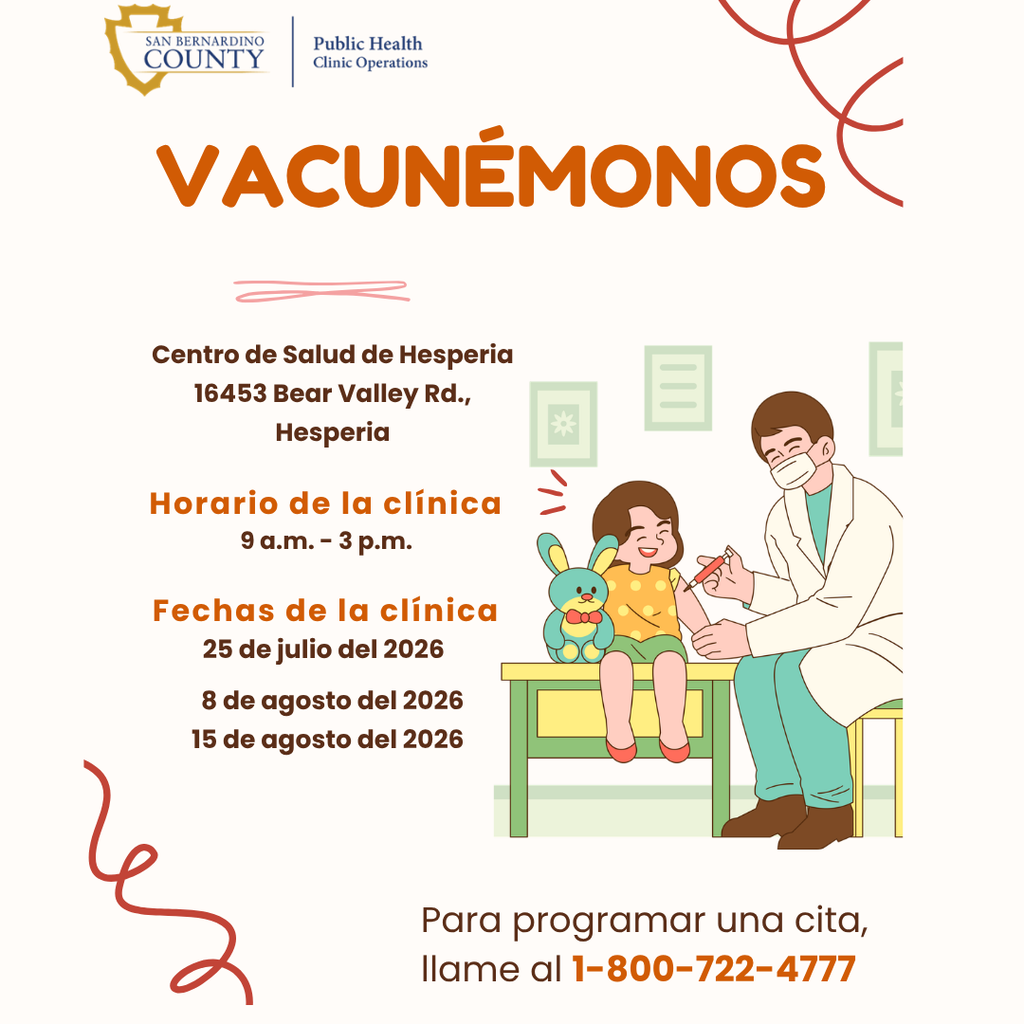 📢 **Need to update your child's immunizations before the new school year?** If your student still needs their **TDaP vaccine** or any other required immunizations, the **Hesperia Health Clinic** is offering upcoming vaccine clinic dates to help families get ready for school! 📍 **Location:** Hesperia Health Clinic 16453 Bear Valley Rd. Hesperia, CA 🗓️ **Upcoming Clinic Dates:** • July 25, 2026 • August 8, 2026 • August 15, 2026 Please **see the attached flyer** for information on how to schedule your appointment. We encourage families to make appointments as soon as possible to ensure students are ready for the first day of school! #HesperiaUSD #BackToSchool #StudentHealth #ReadyForSchool