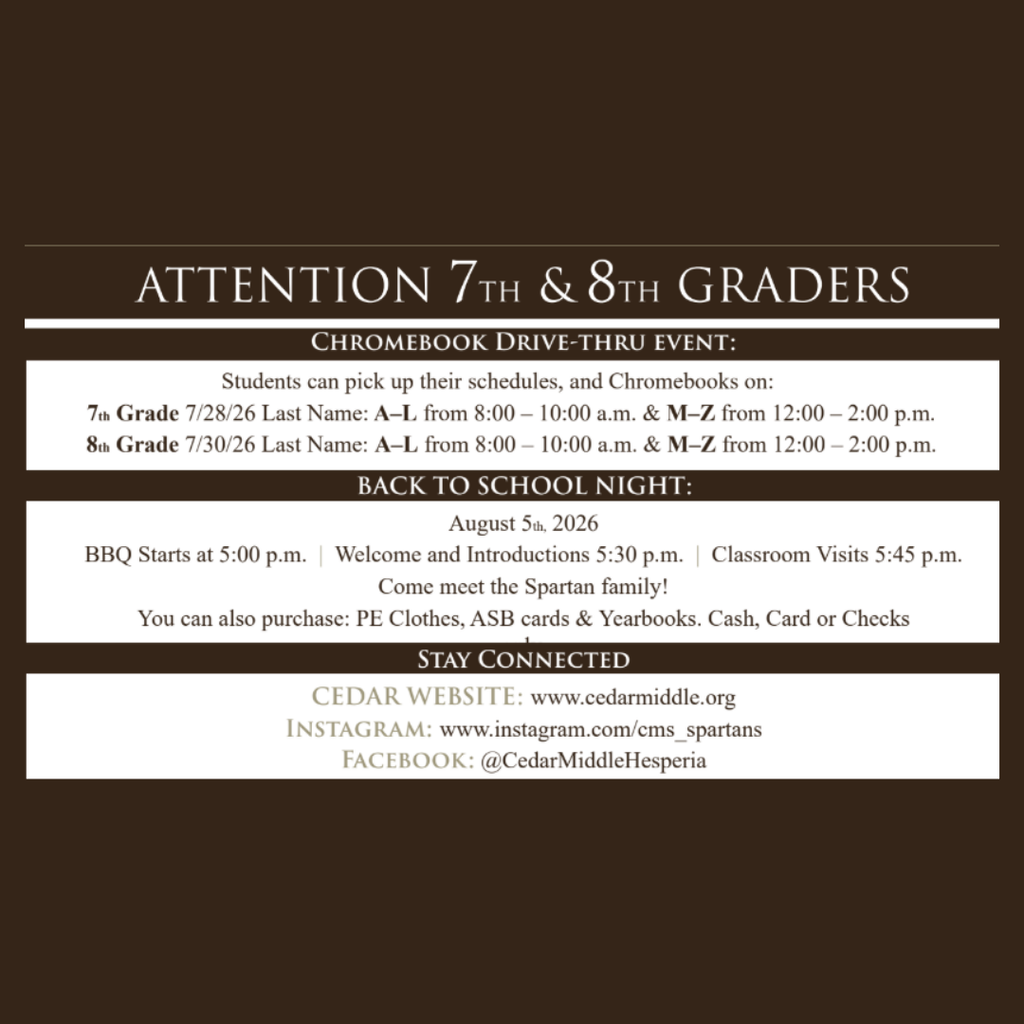 📬 Important Information for Our Spartan Families! Be sure to check your mailbox for important back-to-school information that will be arriving soon! These mailings include important dates, reminders, and information to help your family prepare for a successful start to the new school year. To stay up to date on the latest school news, upcoming events, reminders, and announcements, be sure to follow us on Facebook and Instagram. Our social media pages are the best way to stay informed and connected throughout the school year. We look forward to welcoming our Spartan families back soon and can't wait for an amazing school year!
