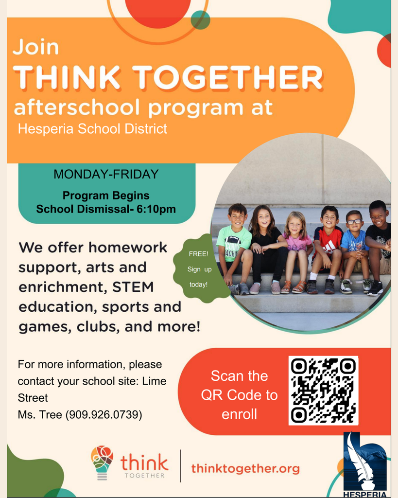 Join the Think Together after-school program! We offer homework support, arts and enrichment, STEM education, sports and games, clubs, and more! thinktogether.org/enroll
