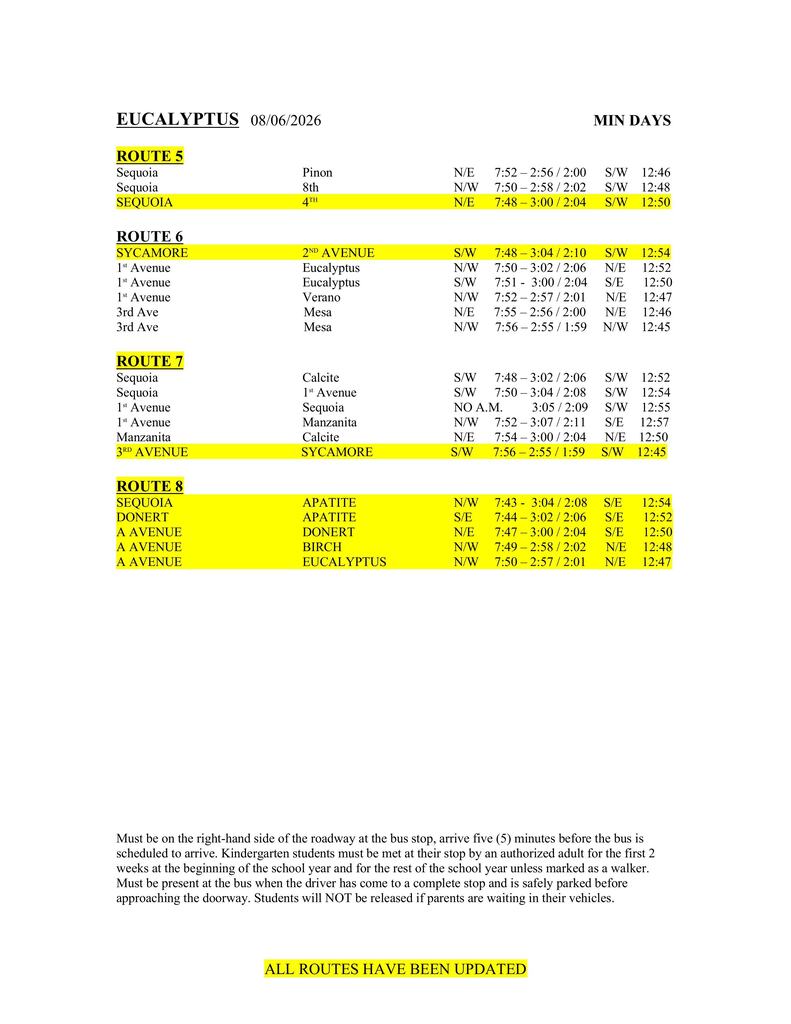 Bus Schedule
