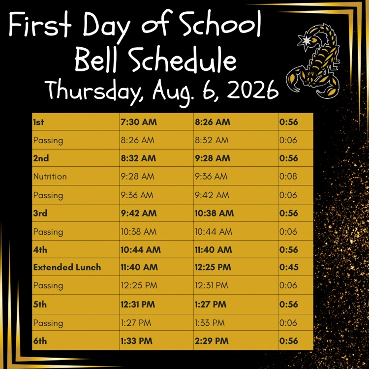 first day bell schedule