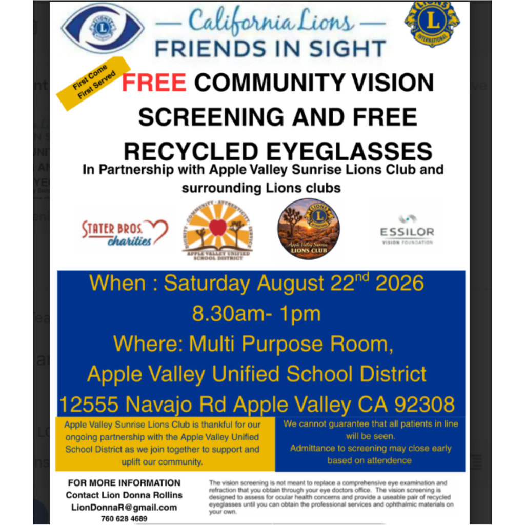 👓Free Vision Screening Opportunity!👓 We love sharing helpful resources from our community partners! The Lions Club is hostin a FREE vision screening event for families in our community. Please note: Cedar Middle School is not affiliated with or hosting this event; we are simply excited to pass along this opportunity for families who may benefit. Thank you to the Lions Club for supporting our community and helping provide access to important vision resources! 💙