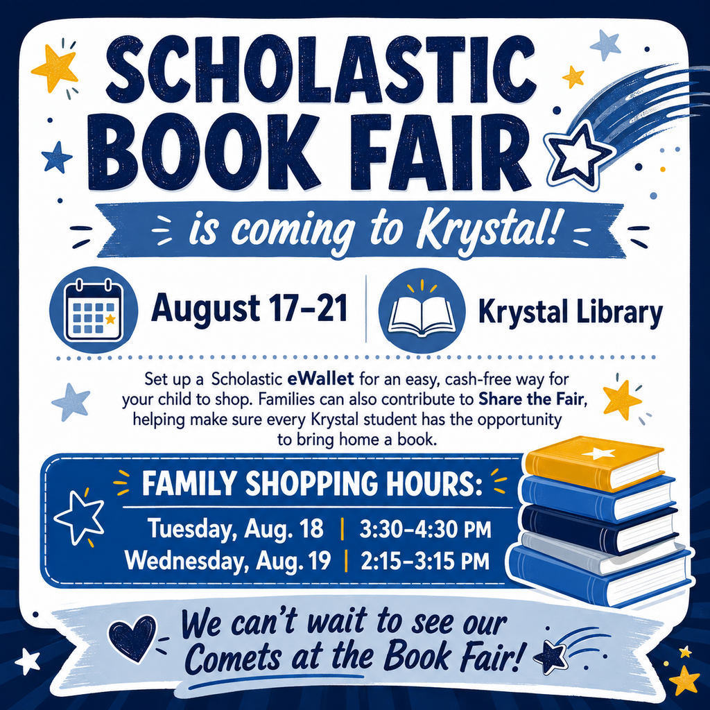 Book Fair Flyer for Krystal Elementary