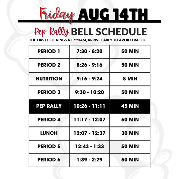pep rally schedule 