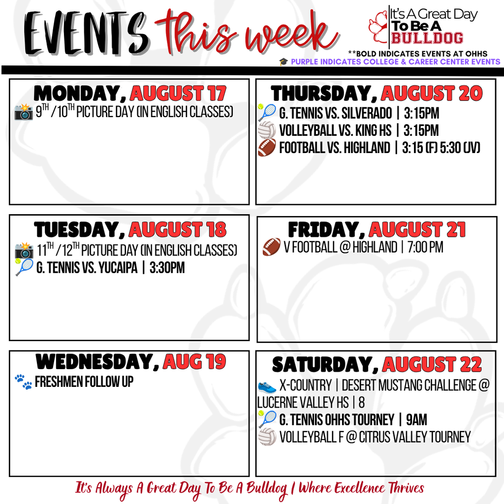 Weekly Events Week 2: 8-17 to 8-23 (Page 2)