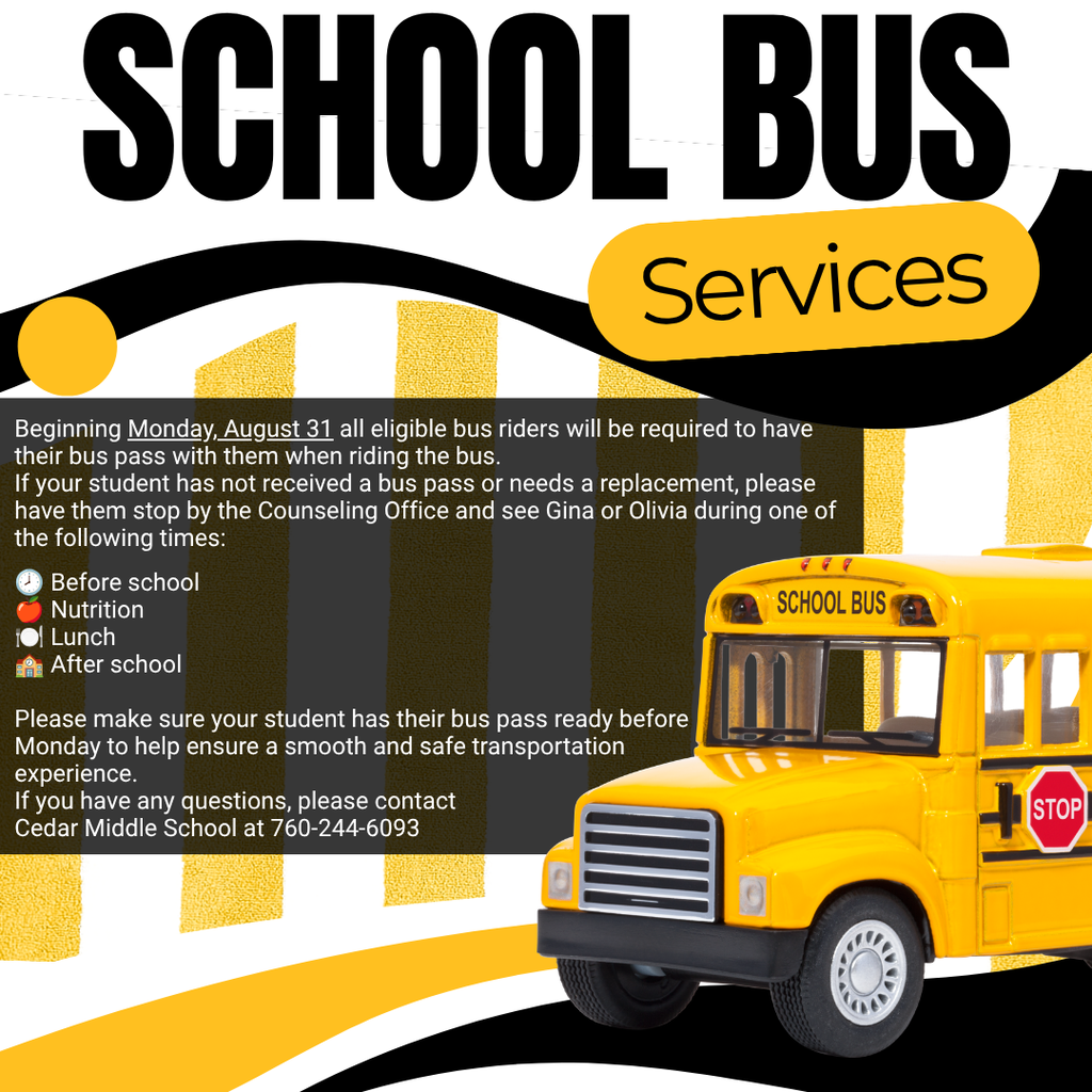 Important Bus Pass Reminder for CMS Families