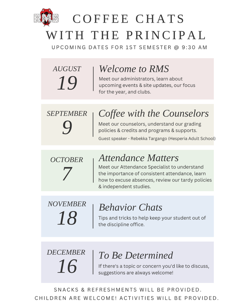 Coffee Chats with the Principal 9/8