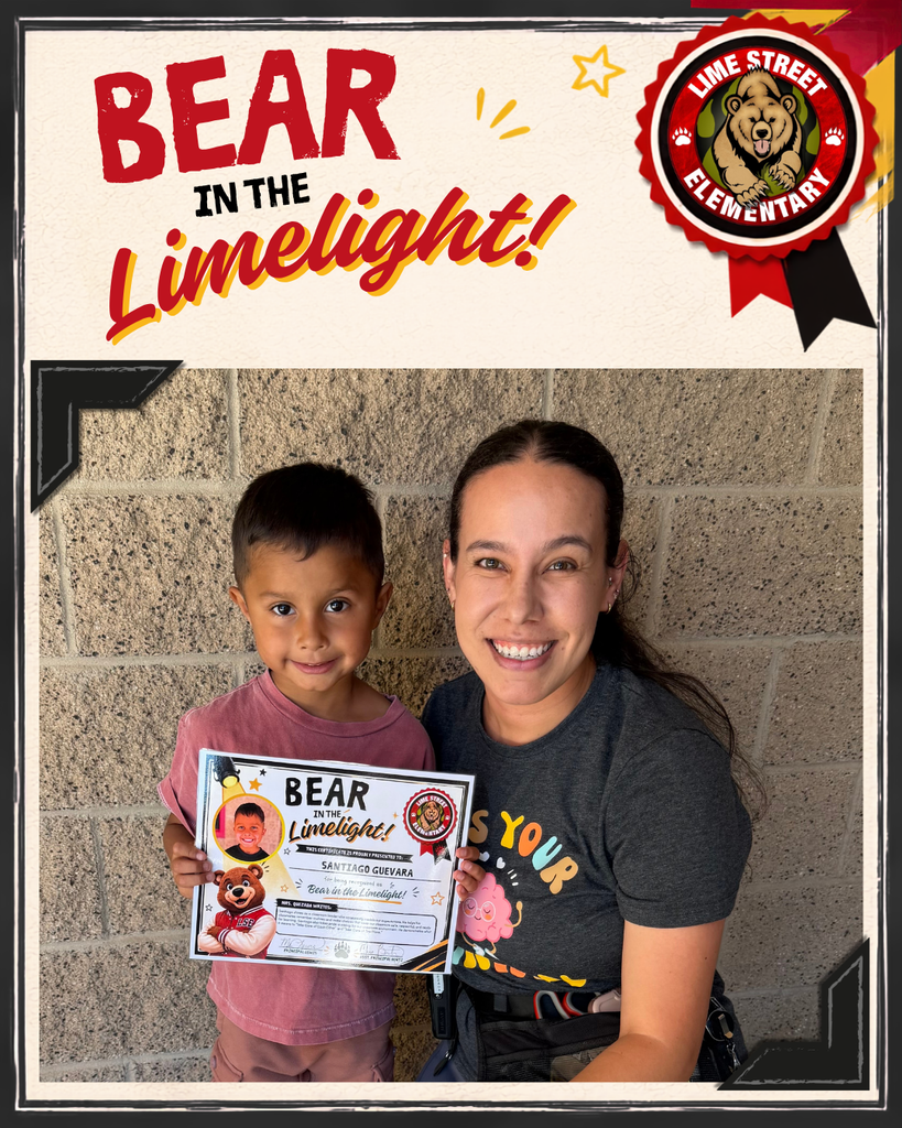 Bear in the Limelight Santiago with teacher