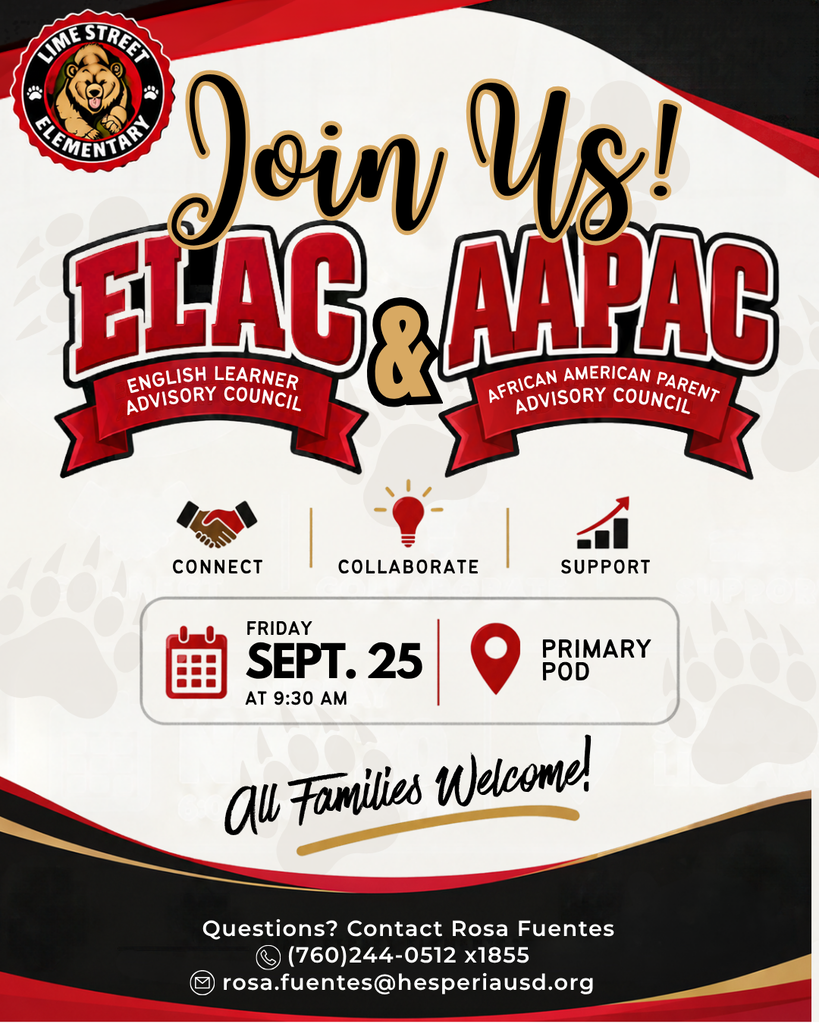 Join up ELAC & AAPAC on Friday Sept. 25 at 9:30 am.