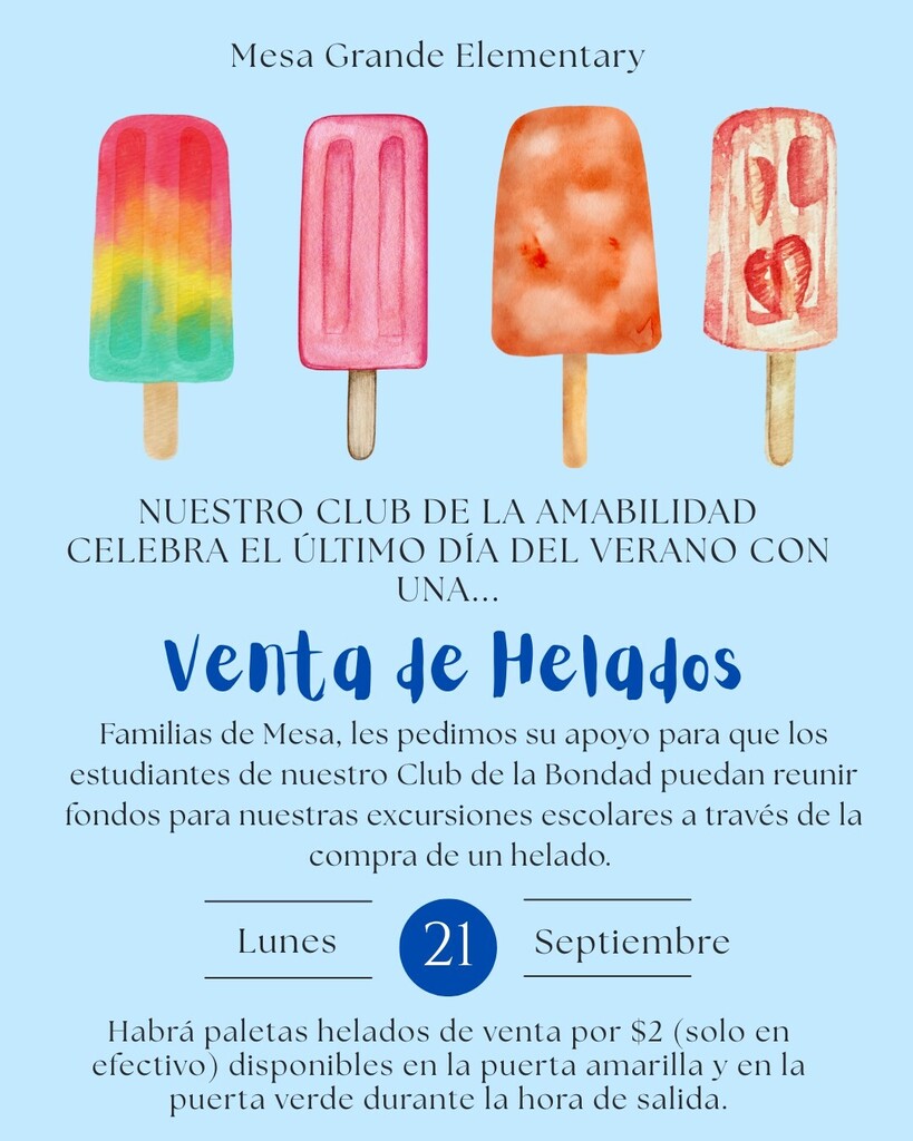 versión en español del folleto de helados