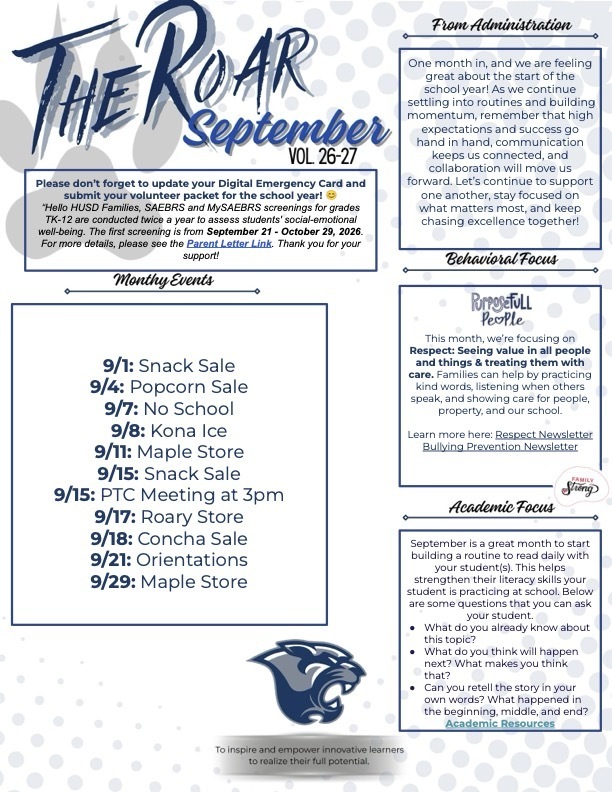 the roar september
