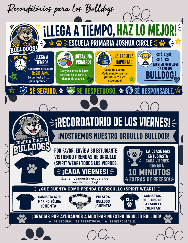 ¡Recordatorios de los Bulldogs!