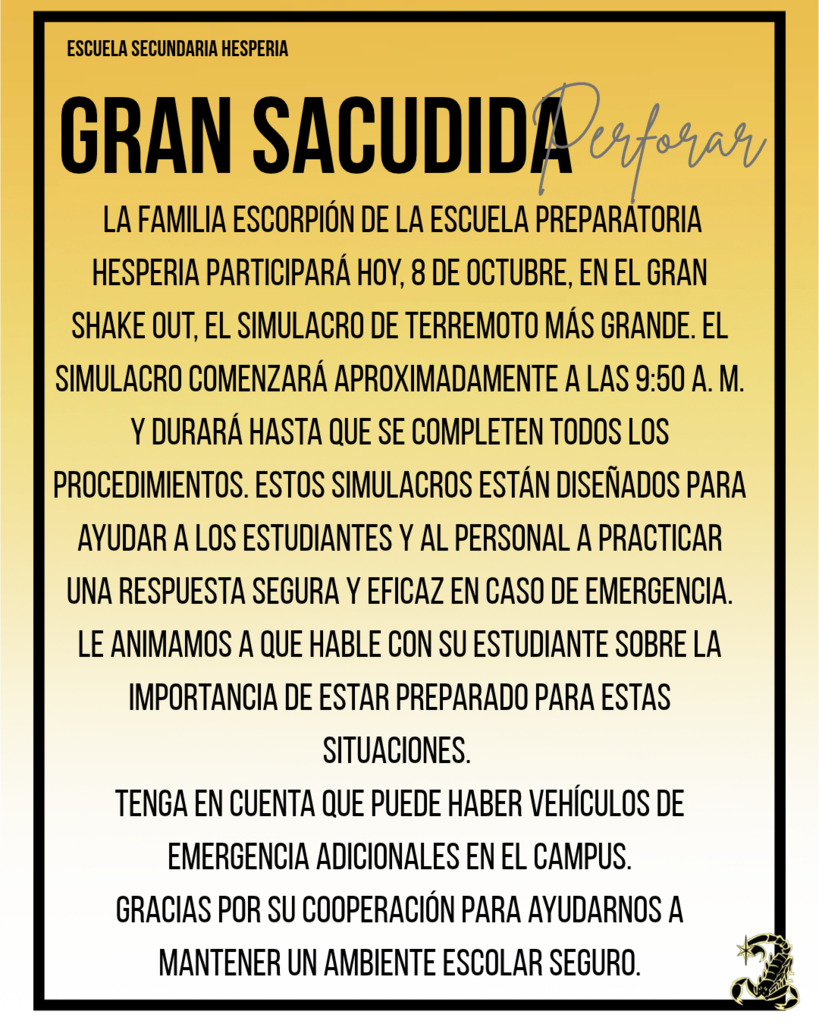 Great Shake Out 108 - Spanish 