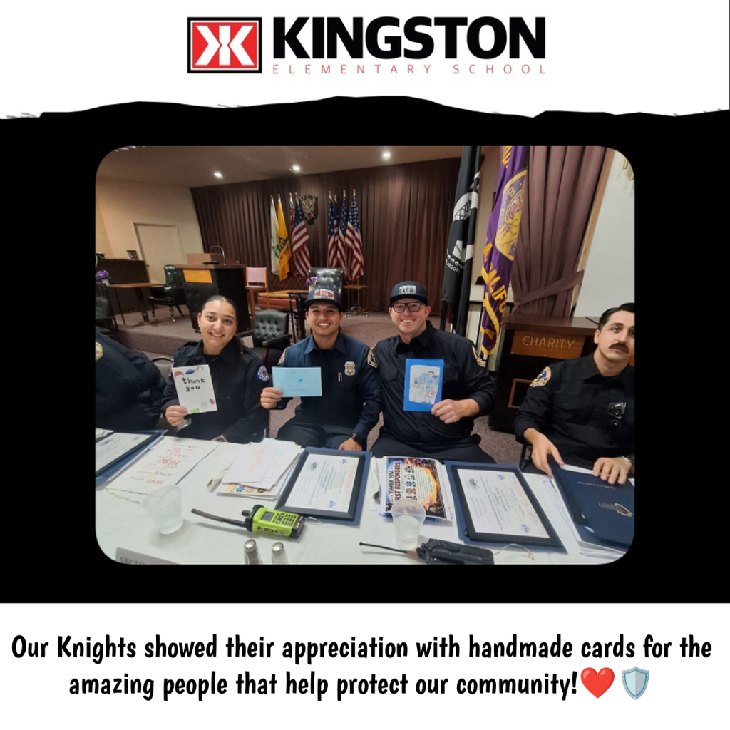 Thankful thursday post showing the cards our knights made for first responders