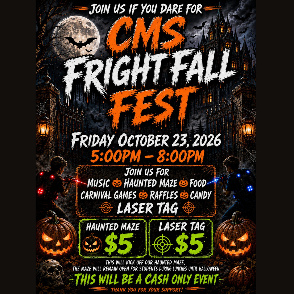 👻 FRIGHT FEST IS COMING, SPARTANS! 🎃 Join us Friday, Oct. 23 from 5–8 PM for a spooky night of $5 Laser Tag, $5 Haunted Maze, candy, music, carnival games, vendors & food! 💵 CASH ONLY! Bring your friends & get ready for some Halloween fun!