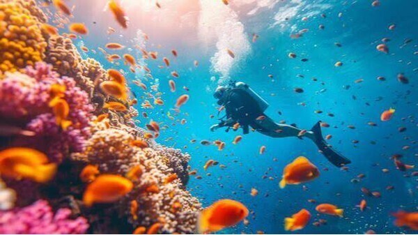 School theme personified (person diving)