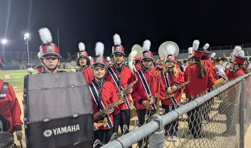 Band students standing in line