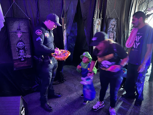 School Police handing out candy