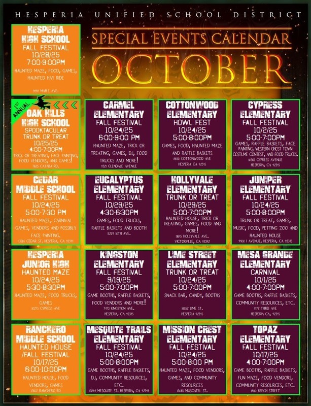 Fall Festival Schedule