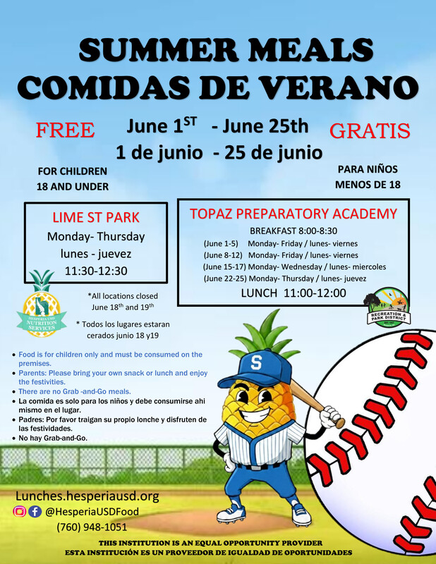 Comidas de Verano Gratuita