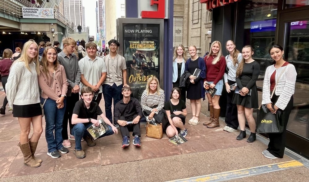Stay gold! Hi-Plains students pose outside the Buell Theatre after seeing The Outsiders on September 23.